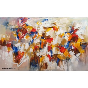 Mashkoor Raza, 30 x 48 Inch, Oil on Canvas, Abstract Painting, AC-MR-527